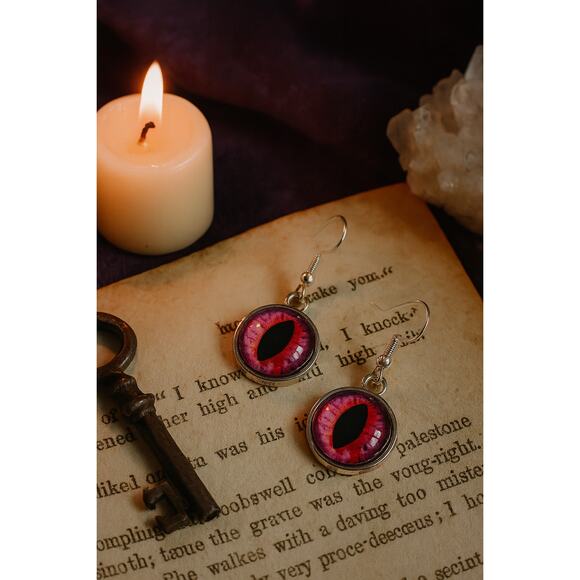 Hand Crafted Jewelry - Pink Cat Eye Dangle Earrings - Handmade Statement Jewelry